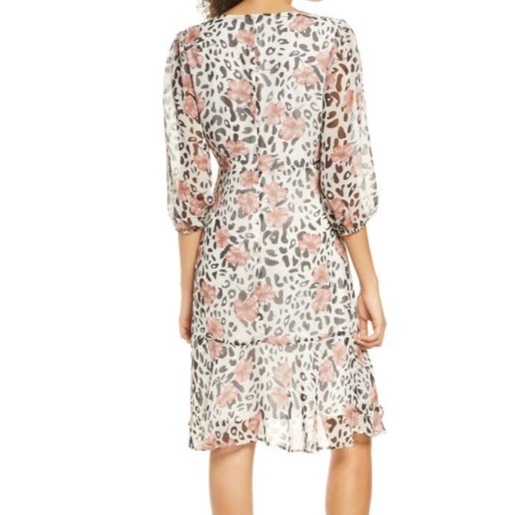Sam Edelman NWT Floral & Leopard Faux Wrap Dress - Picture 4 of 14